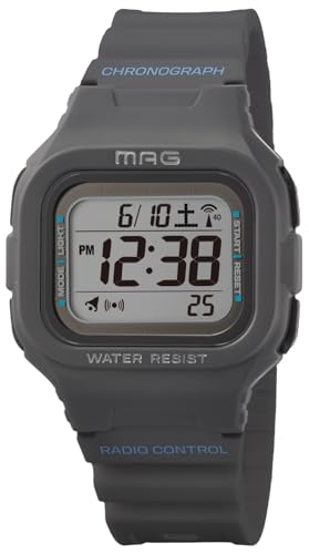 MAG(マグ)腕時計 デジタル 電波 ソーラー デュアルパワー 防水 ウレタンベルト 少し小さめ 子供でも使用可能 MW-550A GY グレー